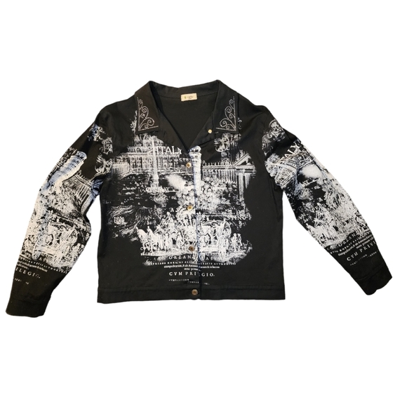 Cactus Embellished Italian Italy button jacket Lg black - Picture 1 of 7